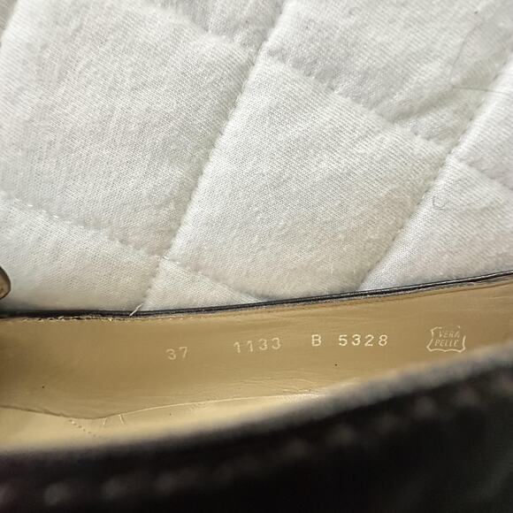 BRUNO MAGLI Pump Womens 37 US 6.5 Black Leather Square Toe Buckle Block Heel - Picture 15 of 15